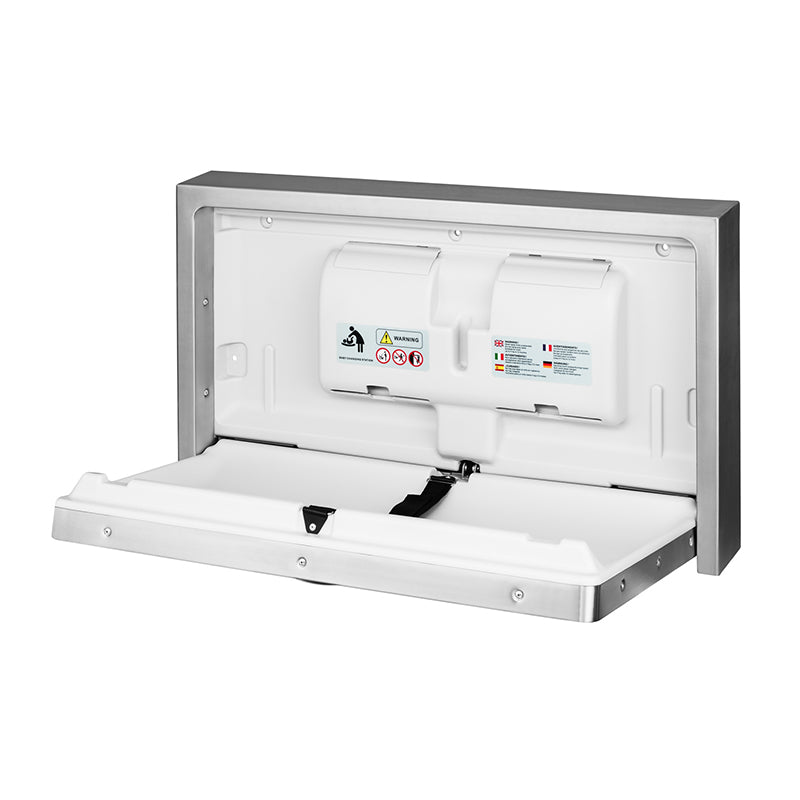 Safe Hands Clad Stainless Steel Horizontal Baby Changing Unit